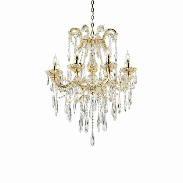 Yhior 35 in. Luminere Crystal Matte Gold 8 LED Lights Chandelier YH3116989